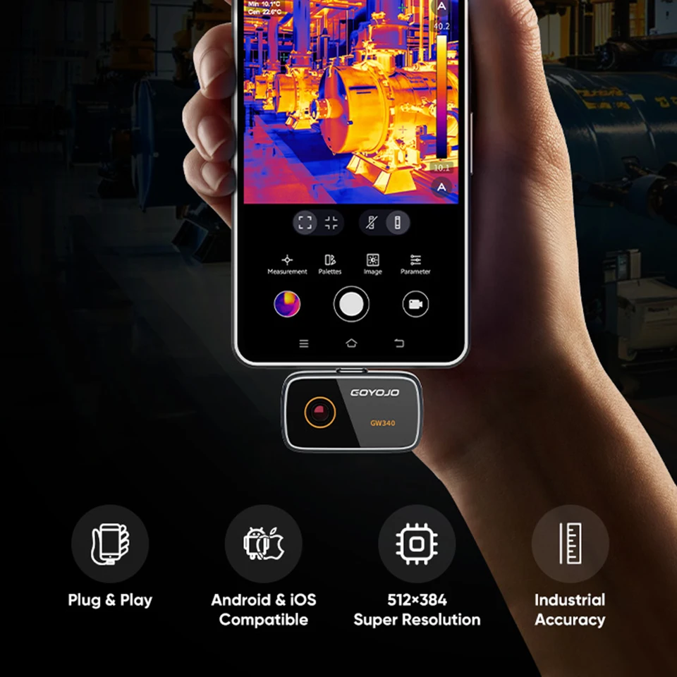 Thermal Camera 512x384 Super Resolution, 256x192 IR Resolution