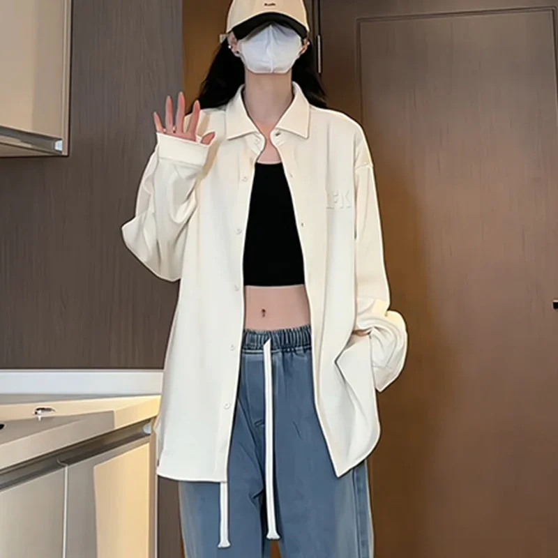 

Женская блузка на пуговицах, универсальная Свободная блузка большого размера в Корейском стиле, Y2k, весна 2024