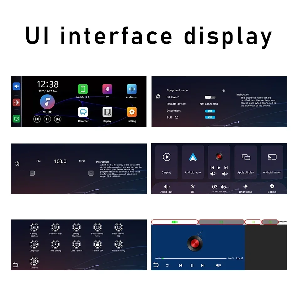 10,26 Zoll Wireless Carplay Bildschirm Android Auto Auto Radio Multimedia Video Player Mit BT FM Stereo USB Typ-C Stecker Autoradio – Detail 13