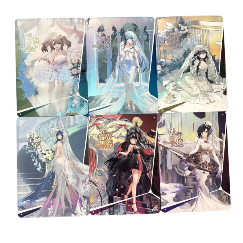 

6Pcs/Set Anime Game Azur Lane York Helena Azuma Noshiro Ark Royal Get married Series Hobby Collectibles Flash Girl Card Gift Toy