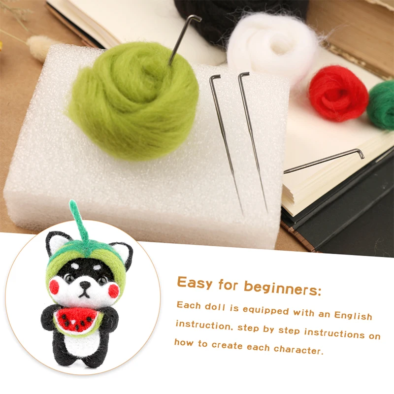 Wool Felting Package Material Animal Handmade Toy Non-Finished DIY Arts Crafts Needlework Yarn Needle Felting Starter Kit 1 Pcs