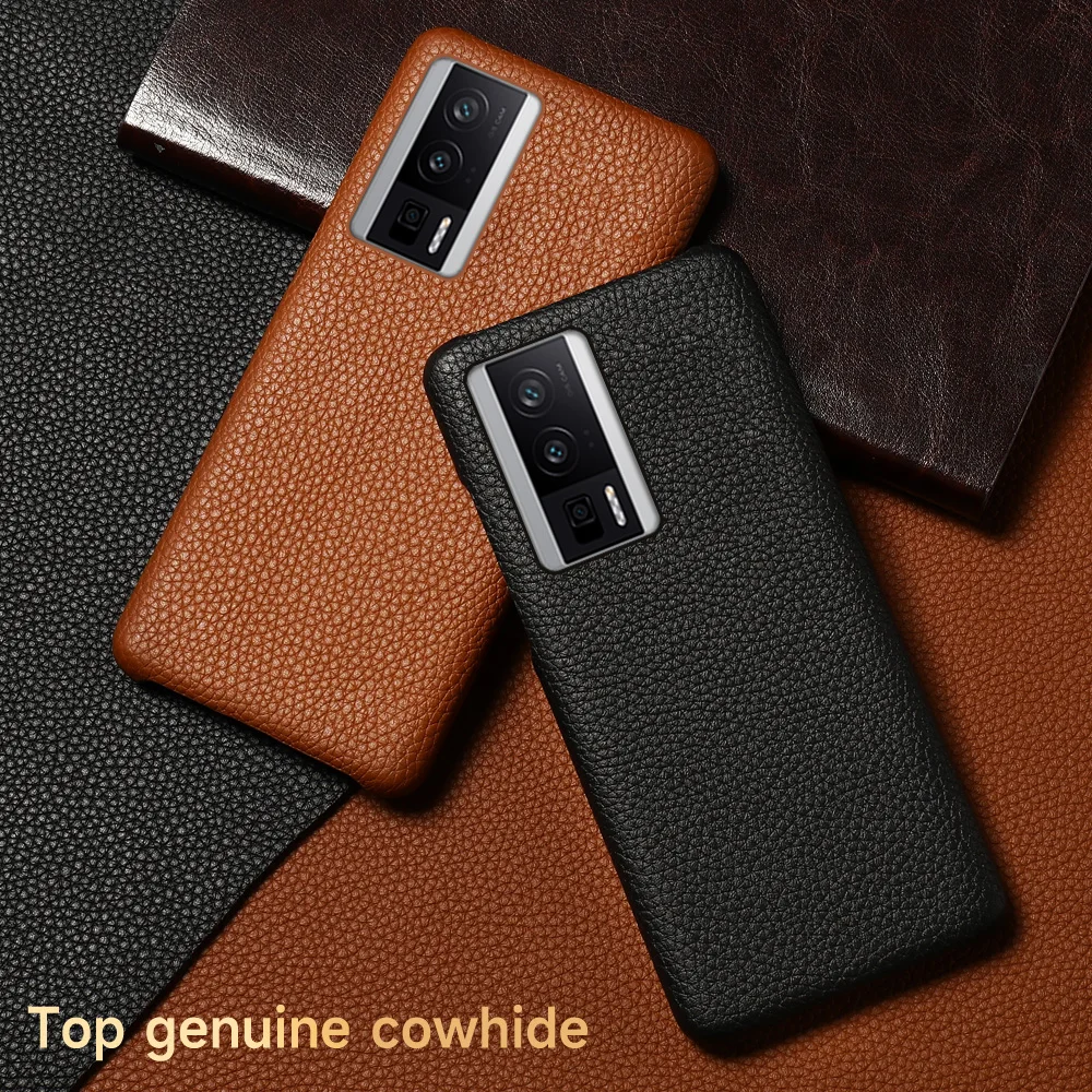 

LANGSIDI Cowhide Genuine Leather phone case For POCO F5 pro X5 X3 F3 F4 GT M3 M4 PRO luxury fashion cover fundas coque