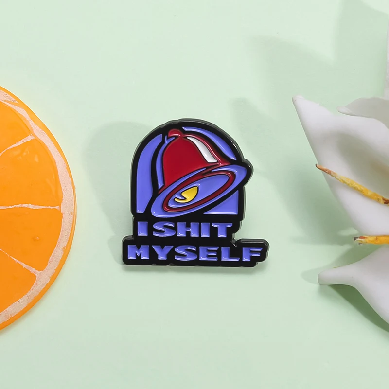 Humorous I SHIT MYSELF Enamel Pins Funny Retro Bell Metal Brooches Backpack Clothes Lapel Badges Jewelry Gift for Kids Friends