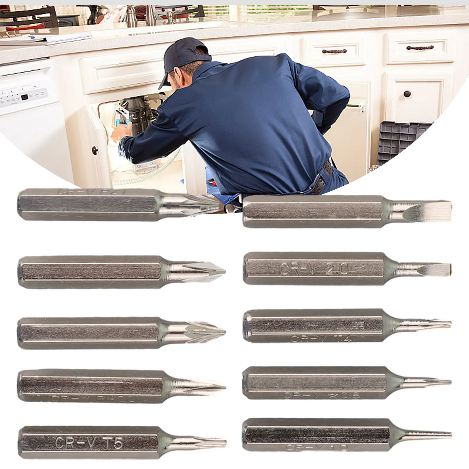 

Power Tools Screwdriver Bit Set 10pcs Screwdriver Set Silver Torx Slotted Cross Chrome Vanadium Steel High Quality