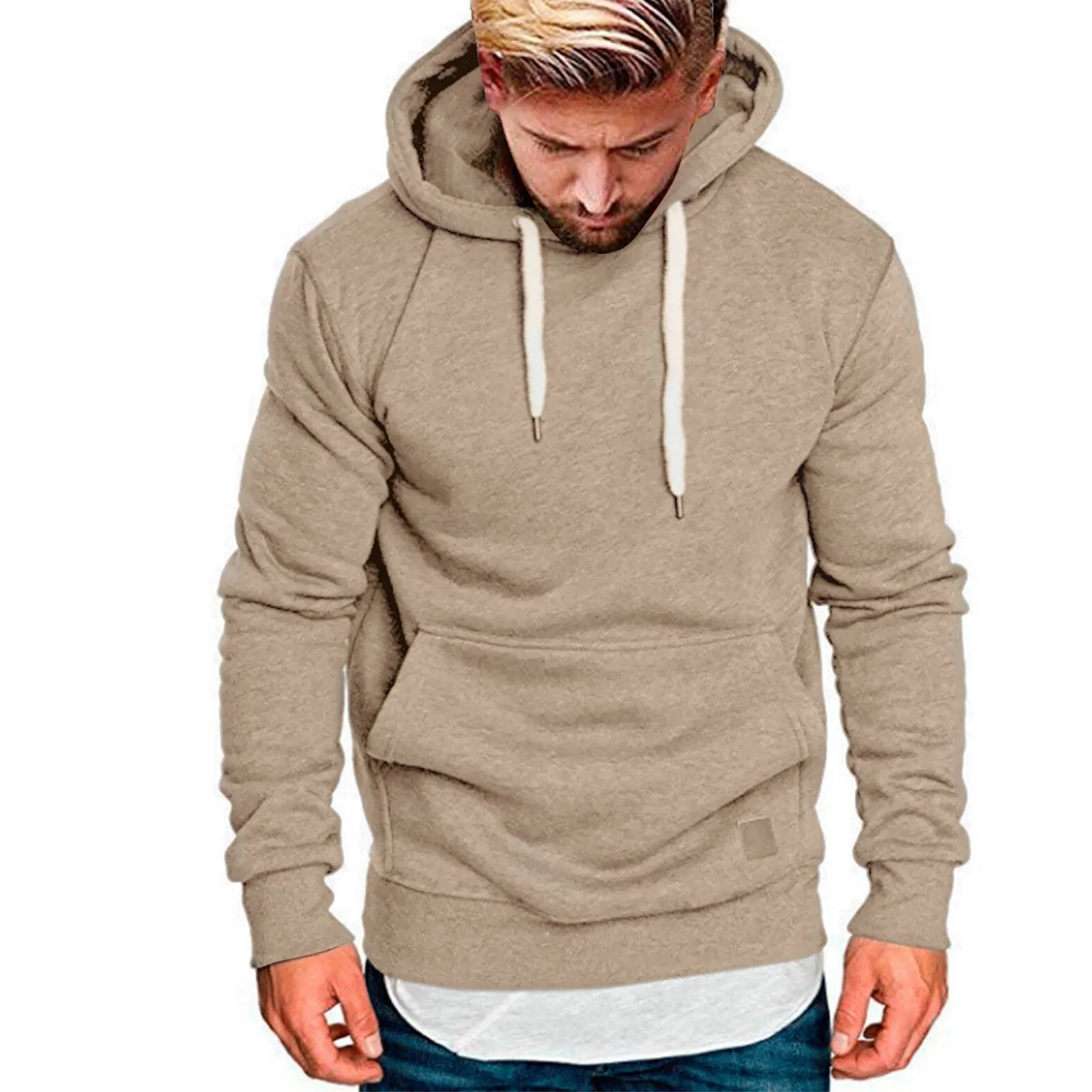 

Autumn Winter Men Fleece Warm Mens Sweatshirt Casual Solid Color Streetwear Pullovers Sport School Fashion Hot Sale Hoodies