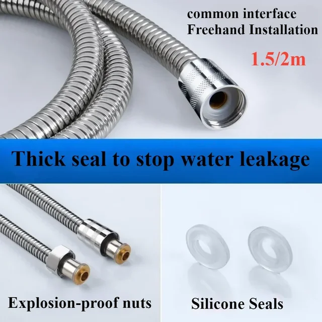 ท่อท่อท่อ selang Air Taman สีดำอุปกรณ์ห้องน้ำดึงต่อฝักบัวแบบยืดหยุ่น1.5/2เมตรท่อรดน้ำแบบยืดได้ใหม่ 1