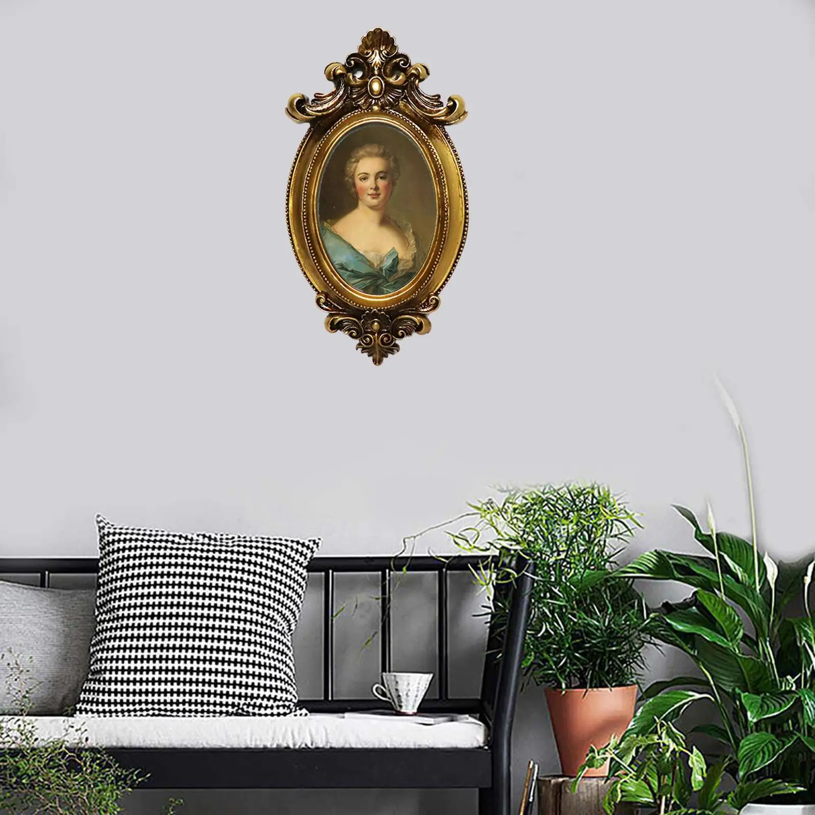 Antique Gold Photo Frame Wall Hanging Baroque Picture Holder Home Decor Wall Mounted Baroque Photo Holder Table Ornament - Image 5
