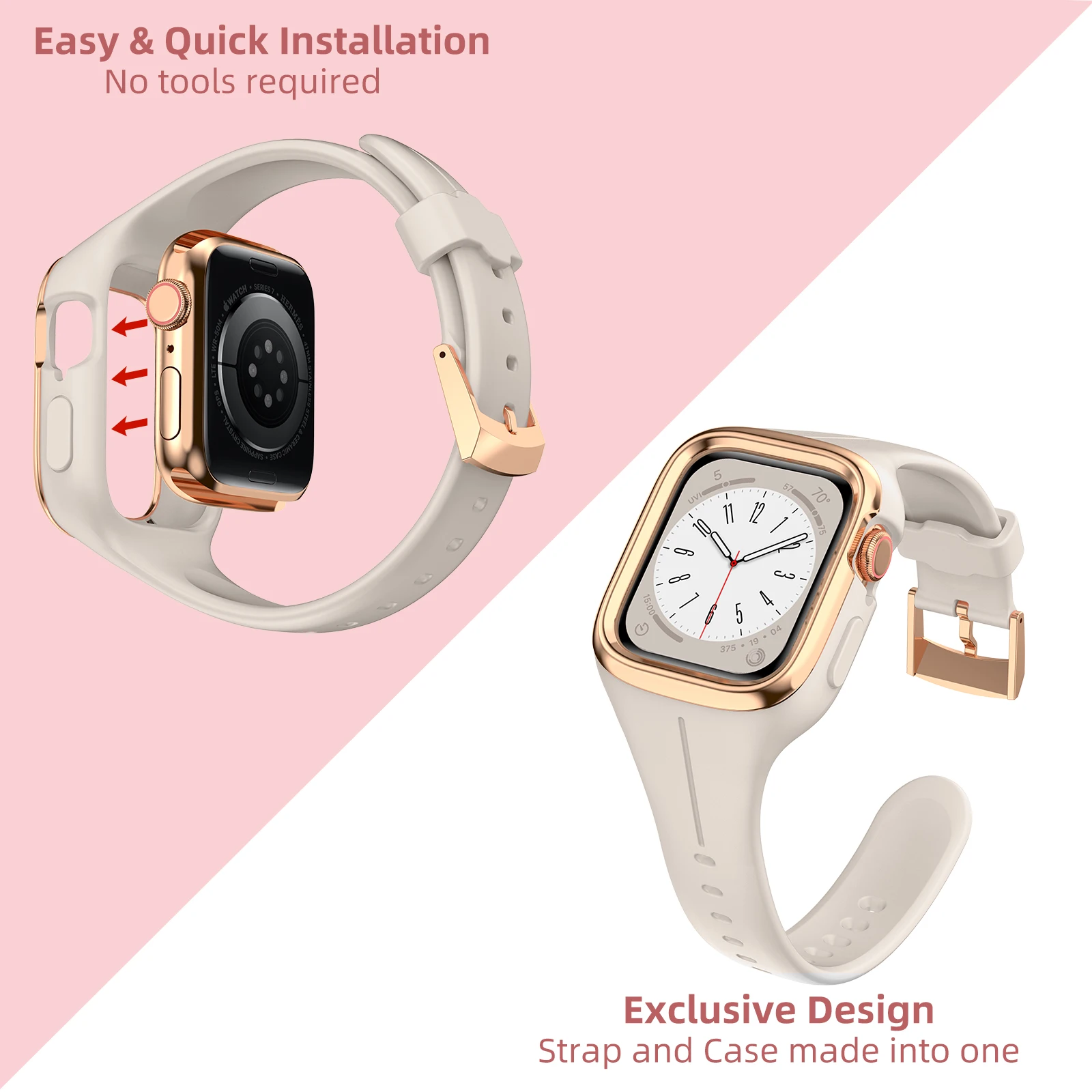 case+strap for apple watch band 40mm 41mm 38mm unique design protect case bracelet for iwatch series 8 7 6 5 4 cover Accessories
