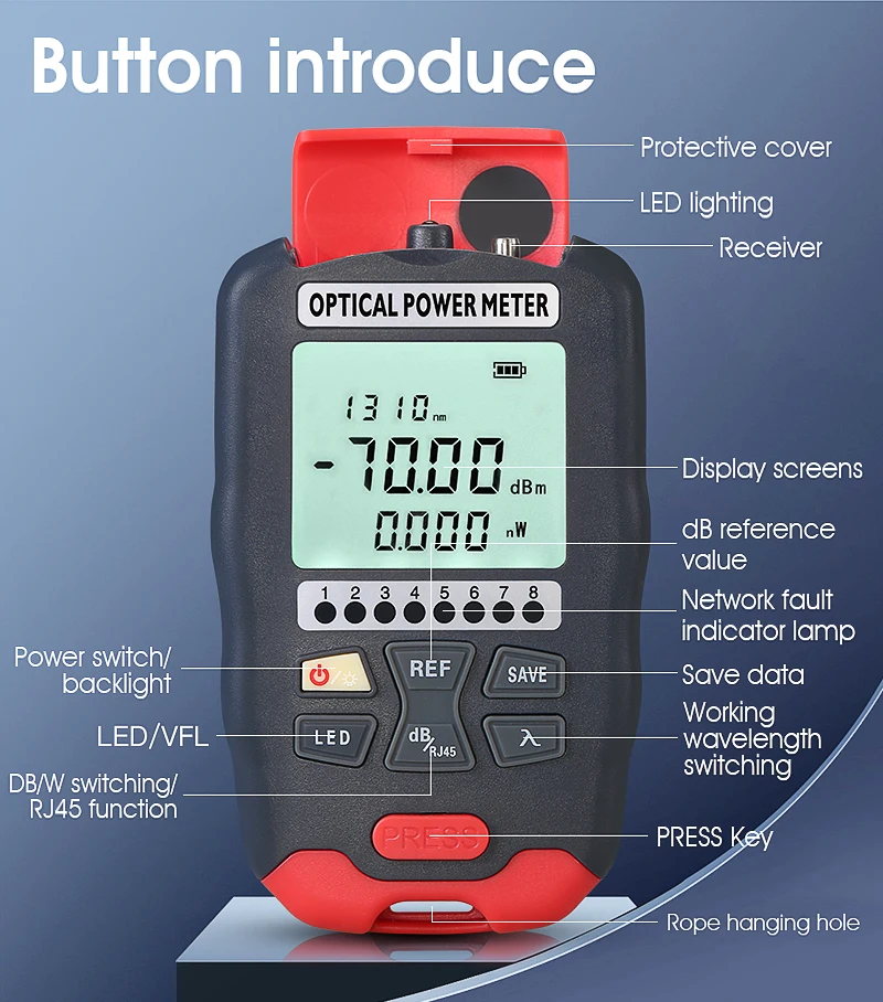AUA-D7/D5/DC7/DC5 Handheld Mini Optical Power Meter OPM Optical fiber tester wit