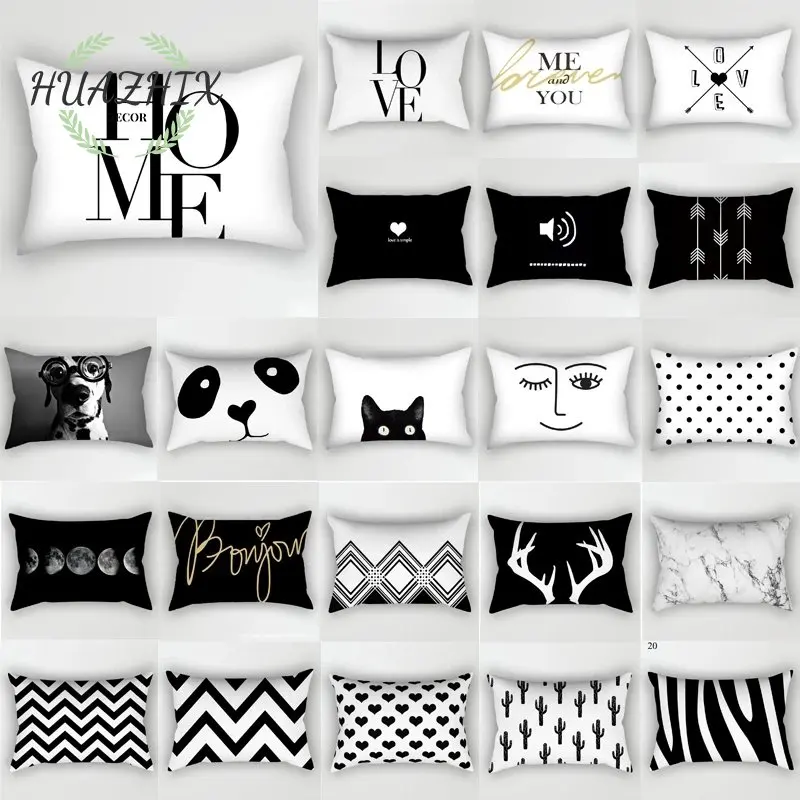 

Simple Black and White Geometric Pillowcases Nordic Living Room Sofa Decor Throw Cushion Cover Bedroom Decoration Pillow Cases