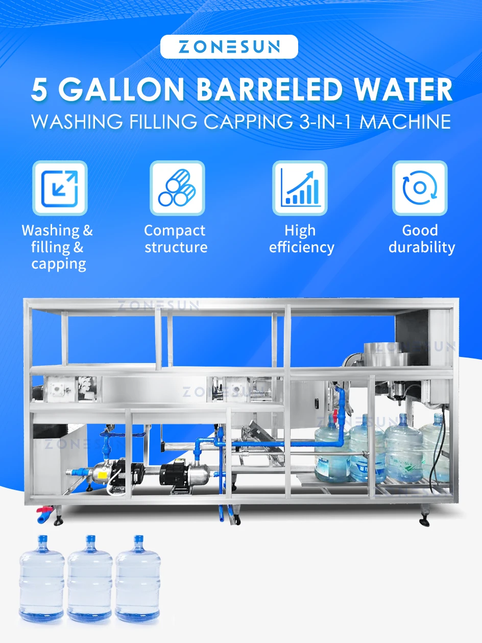 ZONESUN ZS-XG100J Automatic Barreled Water Liquid Filling Capping Machine