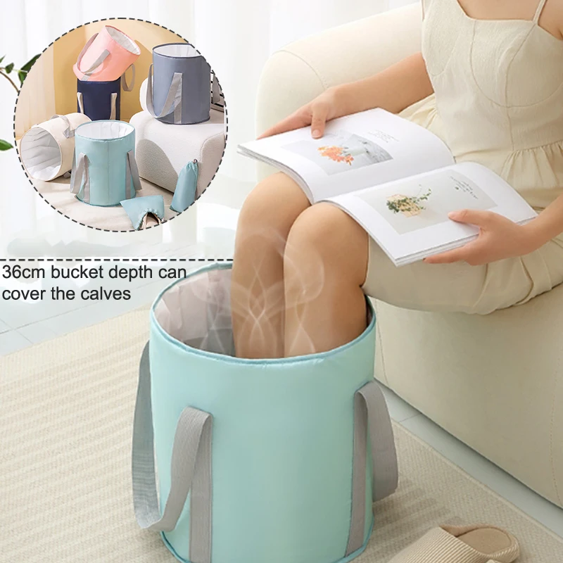 

Large Capacity Folding Foot Bath Basin Deepened Soaking Bucket Knee Warm Foot Soak Bag Portable Travel Foot Washbasin Bucket