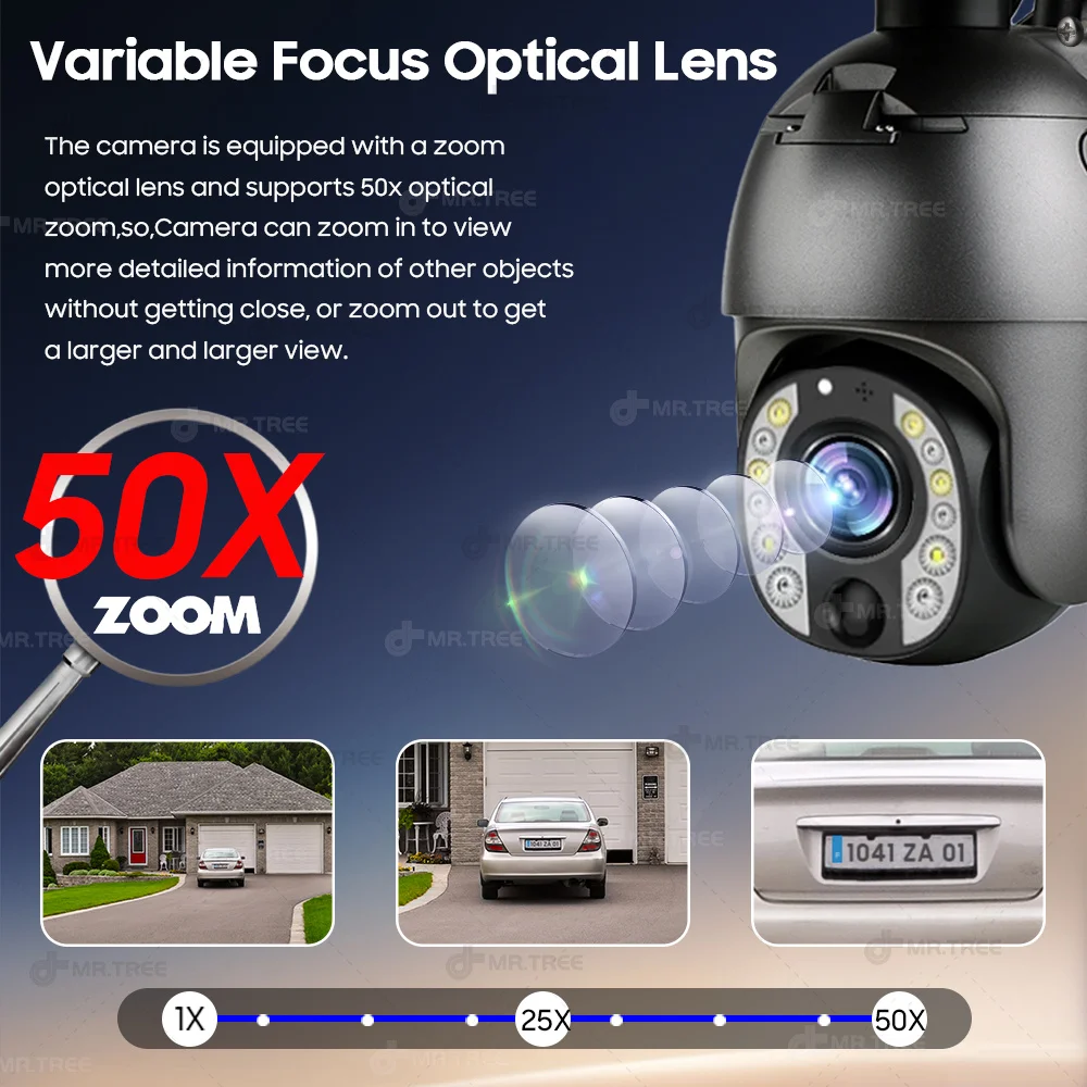 4G SIM 50X Optical Zoom Solar Camera 4K 360 PTZ Outdoor Motion Detection Surveillance Night Vision CCTV battery Security IP Cam 2