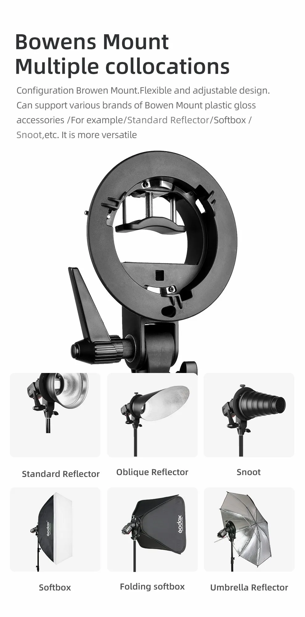 Godox S-Type Bracket Bowens S Mount Holder for Speedlite Flash Snoot Softbox Bea