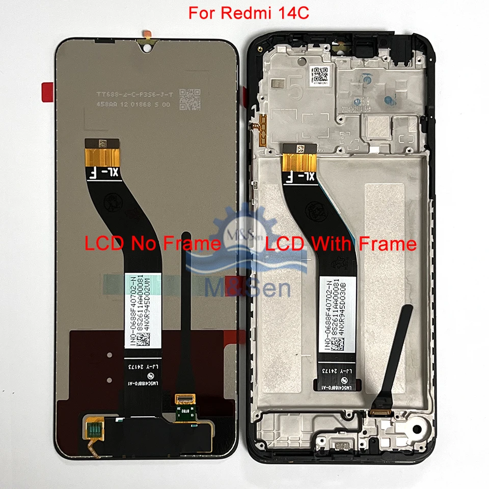 RongZy Display voor Xiaomi Redmi 14C 4G scherm vervanging voor Xiaomi Redmi 14C 4G LCD digitizer touchscreen, gemonteerd vervanging met gereedschappen ( zwart met frame