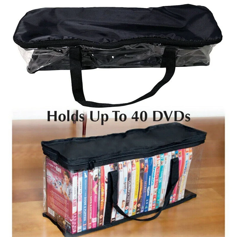 Retail 4X Large Clear Holds DVD CD Storage Holder Easy Zip Closure Carry Bag Organizer