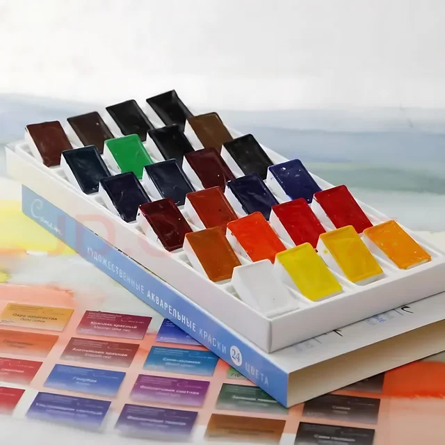 Russian White Nights 16/24 Set di colori ad acquerello solido pennello ad acquerello per principianti studenti che disegnano forniture artistiche 6