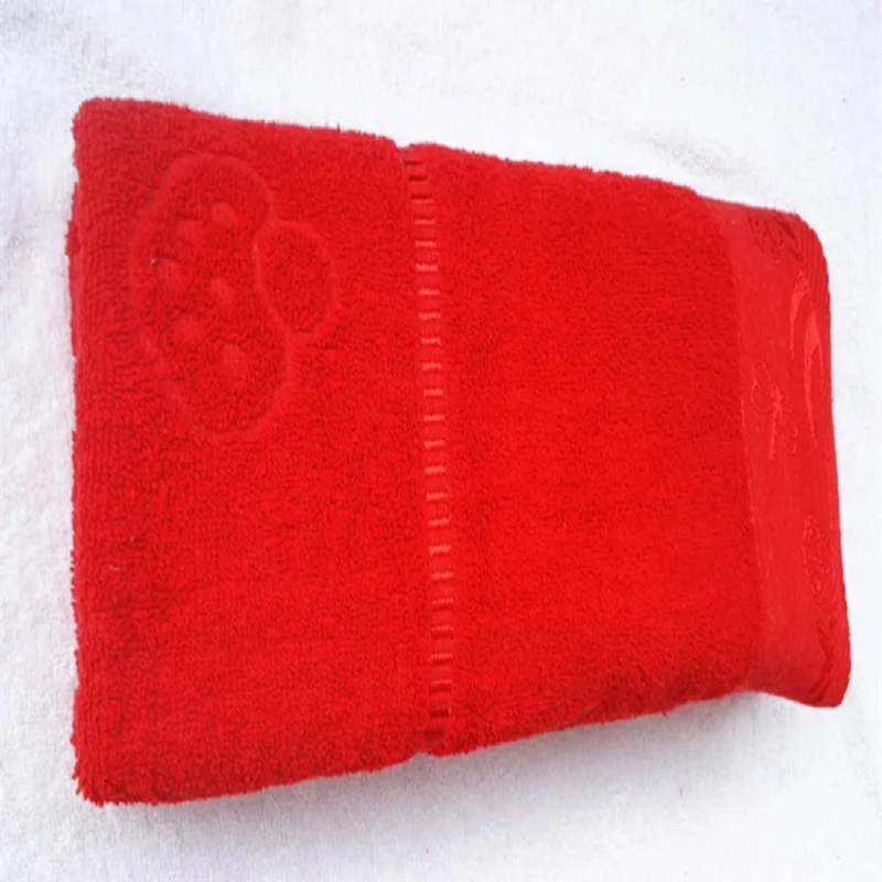 Cotton Towel Set Wedding Gift Red Color Women Home Yoga Bath Large Towel Beach And Hand Face 2pcs/set