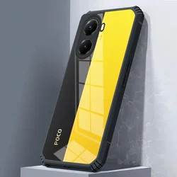 Clear Shockproof Armor Protective Case - Transparent Acrylic with Silicone Bumper for Poco X7 Pro 5G (Black)