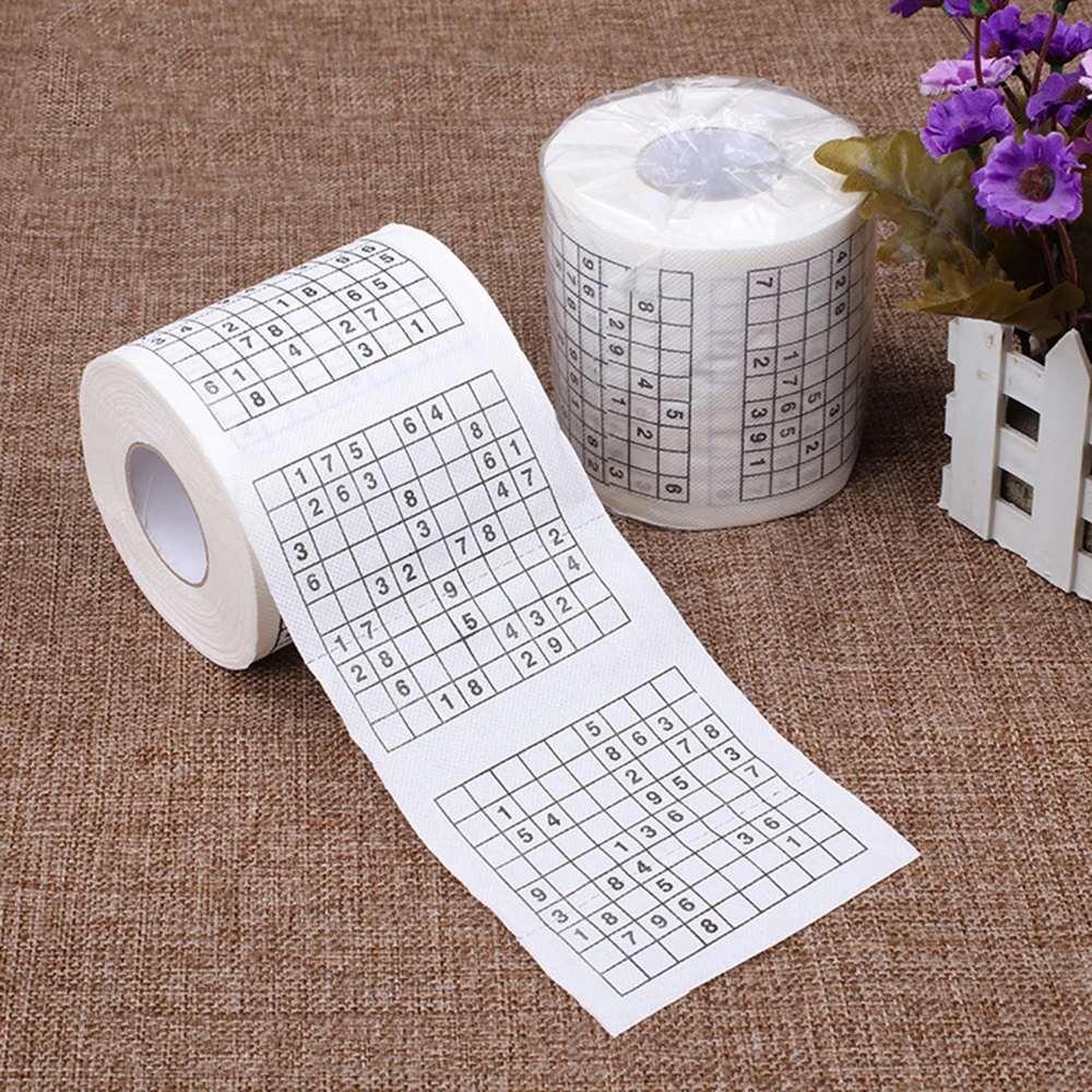 Creative Sudoku Game Toilet Paper Games Roll Paper Towel Tenacity Durable Funny Printed Toilet Bathroom Accessories
