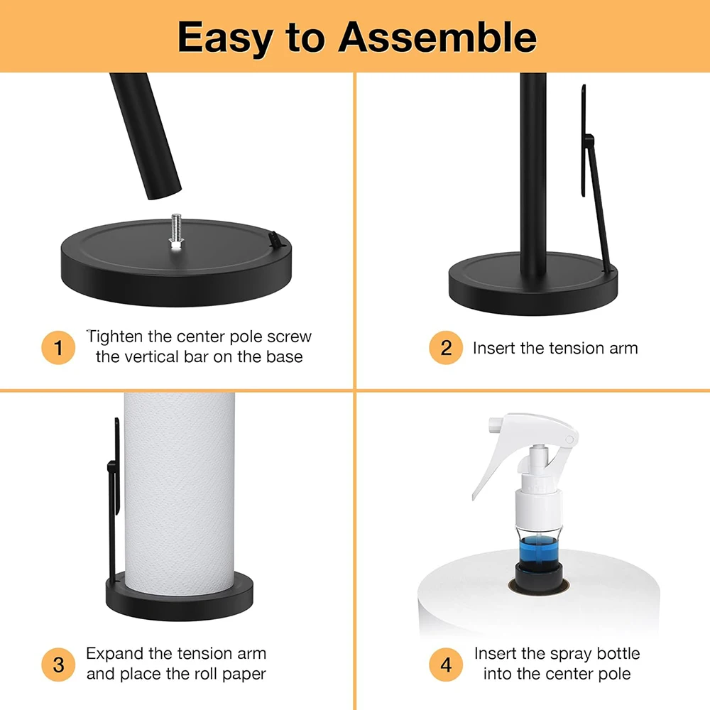 Household Vertical Paper Towel Holder With Spray Bottle Paper Towel Holder For Kitchen, Bathroom, Countertop Paper Towel Holder 5