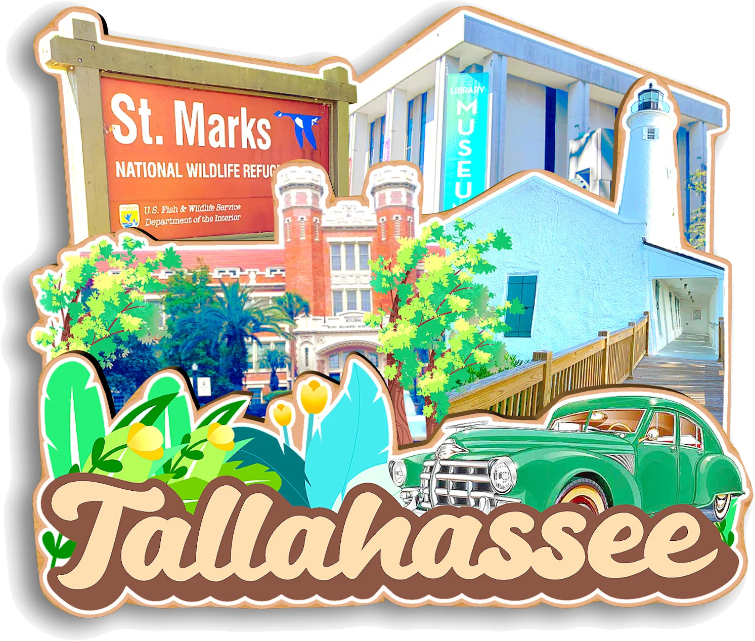 Orlando Jacksonville Sarasota Cape Coral Palm Bay Kissimmee Tallahassee Fort Lauderdale Florida USA Fridge Magnet Travel