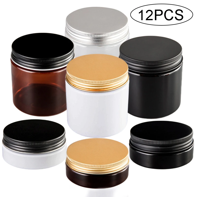 12pc 250ml Plastic Jar For Cosmetic Body Butter Cream Jar With Aluminum