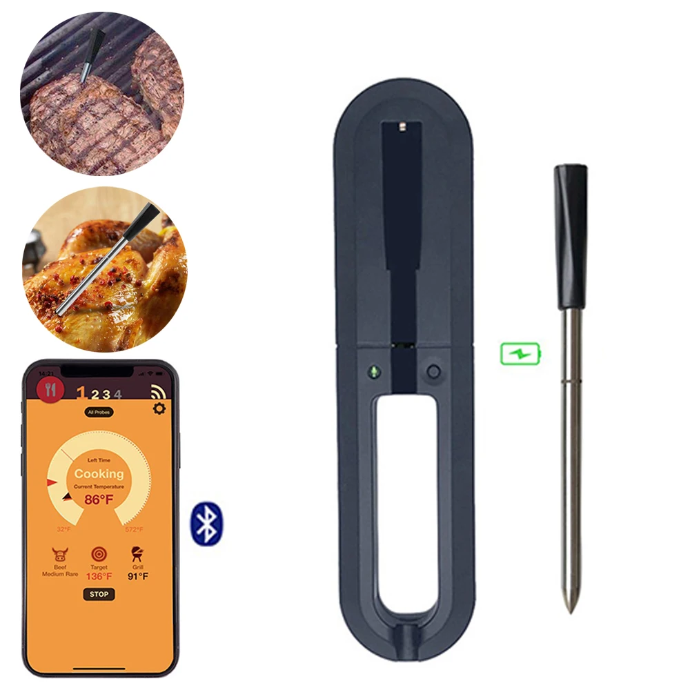 Kitchen Wireless Meat Food Steak Thermometer for Oven Grill BBQ Smoker  Rotisserie Kitchen Smart Digital Bluetooth BBQ Accessory