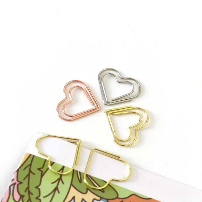 Hearts Metal Clips 50Pcs/pack Mini Papers Binder Clip Bookmark Book Binding Notebook Decor Stationery School Binding Supplies