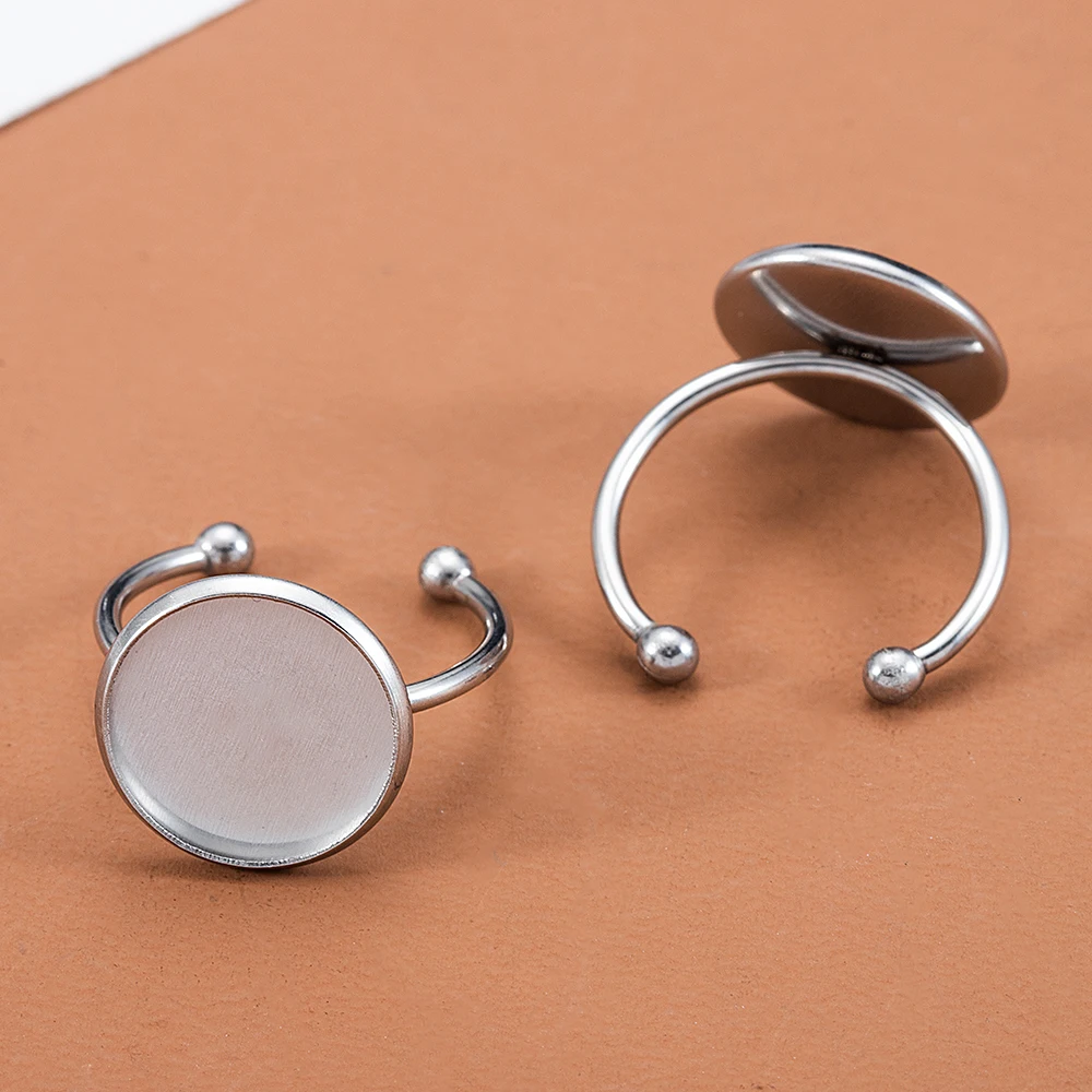 10 stücke verstellbare Edelstahl offene Ring Einstellungen leere Basis Lünette Cabochons Ringe für Schmuck machen DIY Fingerring leer – Detail 6