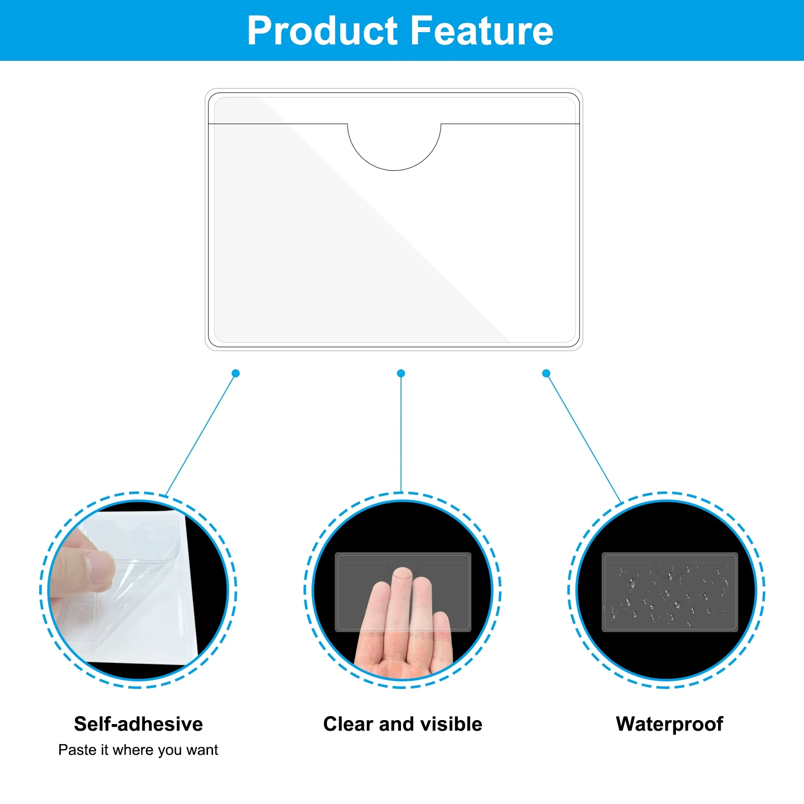 20Pcs Self-Adhesive Label Card Holder Index Card Pockets Holder Clear Plastic Card Holder Adhesive Label Holder with Top Open 4