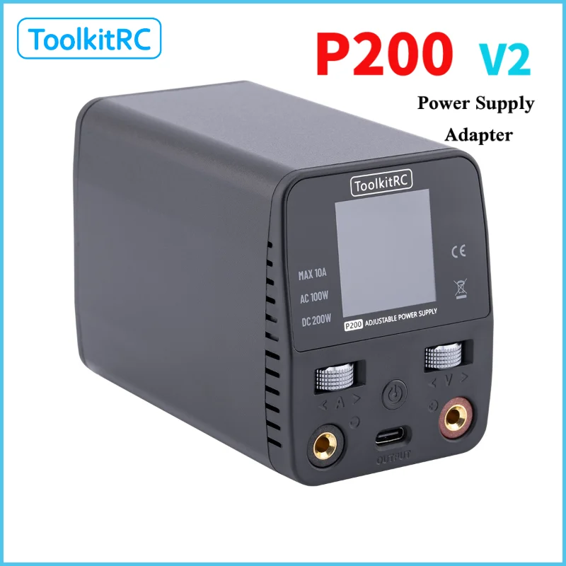 ToolkitRC P200 V2 Mini GaN Adjustable Desktop Power Supply Adapter AC100W DC200W Type-C Output Compatible Charger