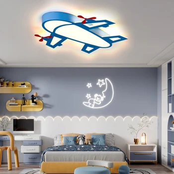 Kids Ceiling Light, Bedroom Blue Airplane Light Fixture, Flush Mount Light Fixture, Ceiling Light Fixtures 3000K-6000K with Remo 2