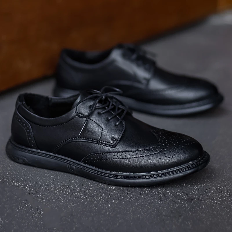 Genuine Leather Mens Formal Shoes Fashion Luxury Brand Brogue Men Shoes Handmade Business Dress Oxford Casual plus size 47
