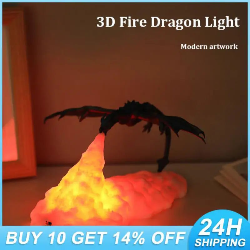 

Светодиодная лампа в виде дракона с зарядкой от Usb, настольная лампа для украшения детской комнаты с 3d рисунком дракона, креативный подарок, ночник