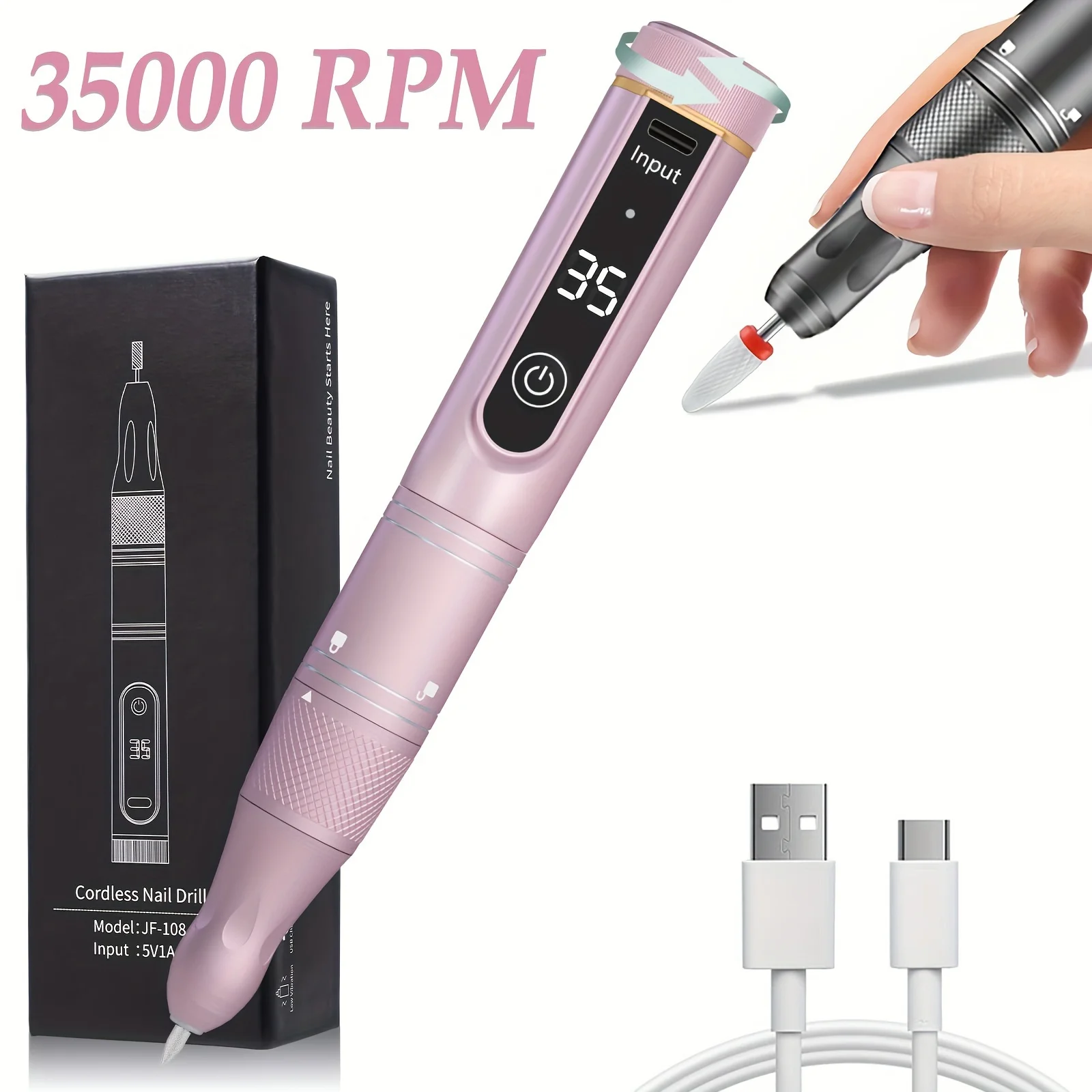 10000RPM Pro Nail Drill with LCD & Light