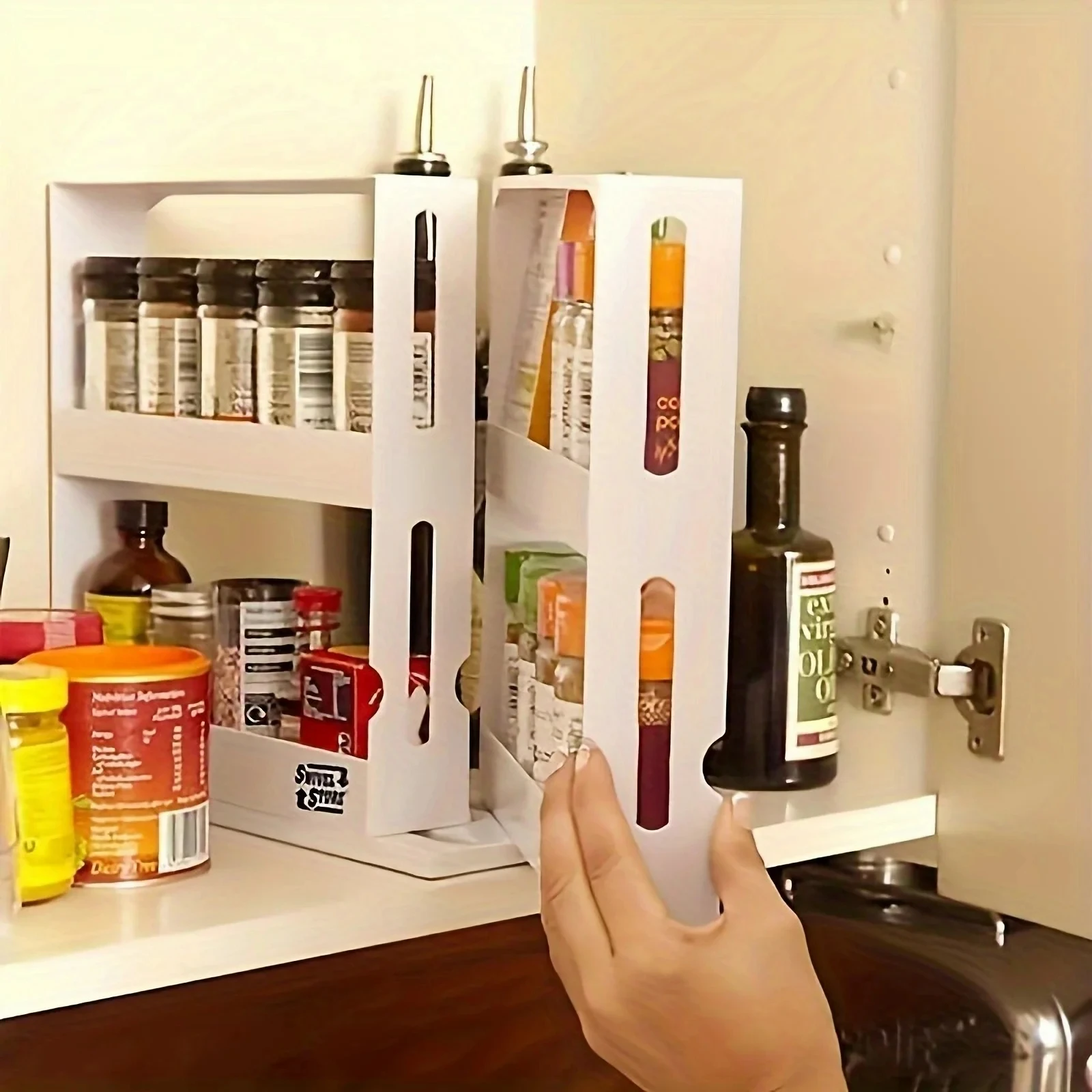 1 PC spice storage rack,90 degree swivel item storage rack, countertop 2 tier storage rack,small storage and organizer rack 3