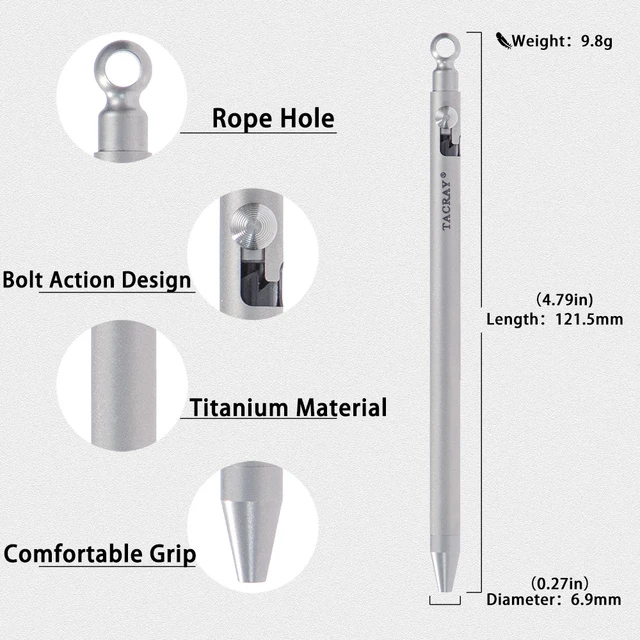 TACRAY Titanium Bolt Action Mini Pen Electrofusion Stylus Pen Mini