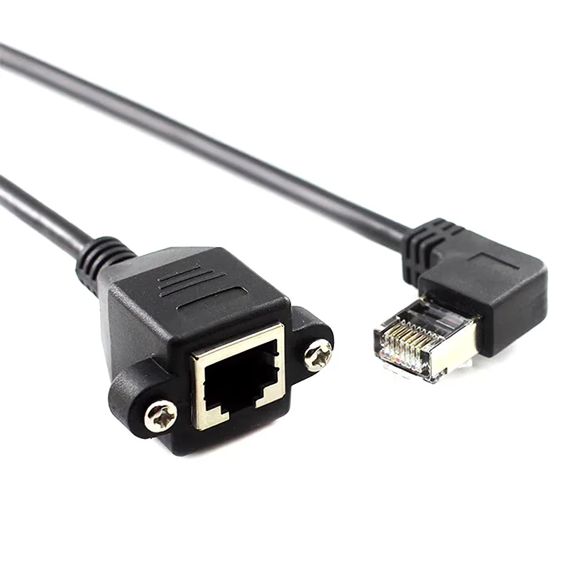 90도 RJ45 네트워크 연장 케이블 (이어 및 나사 구멍 포함, 위아래, 좌우) Cat 5 케이블 커넥터