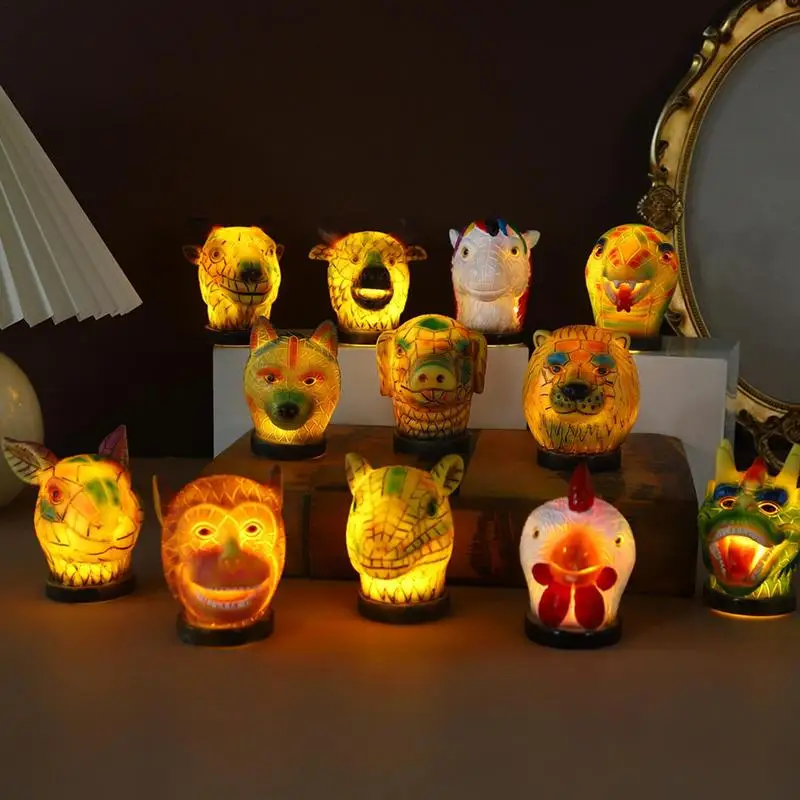 

Desk Ornaments Reading Light Resin Decorative Animal Bedside Lamp Chinese Style Animal table lamp Night Lights for Home Decor