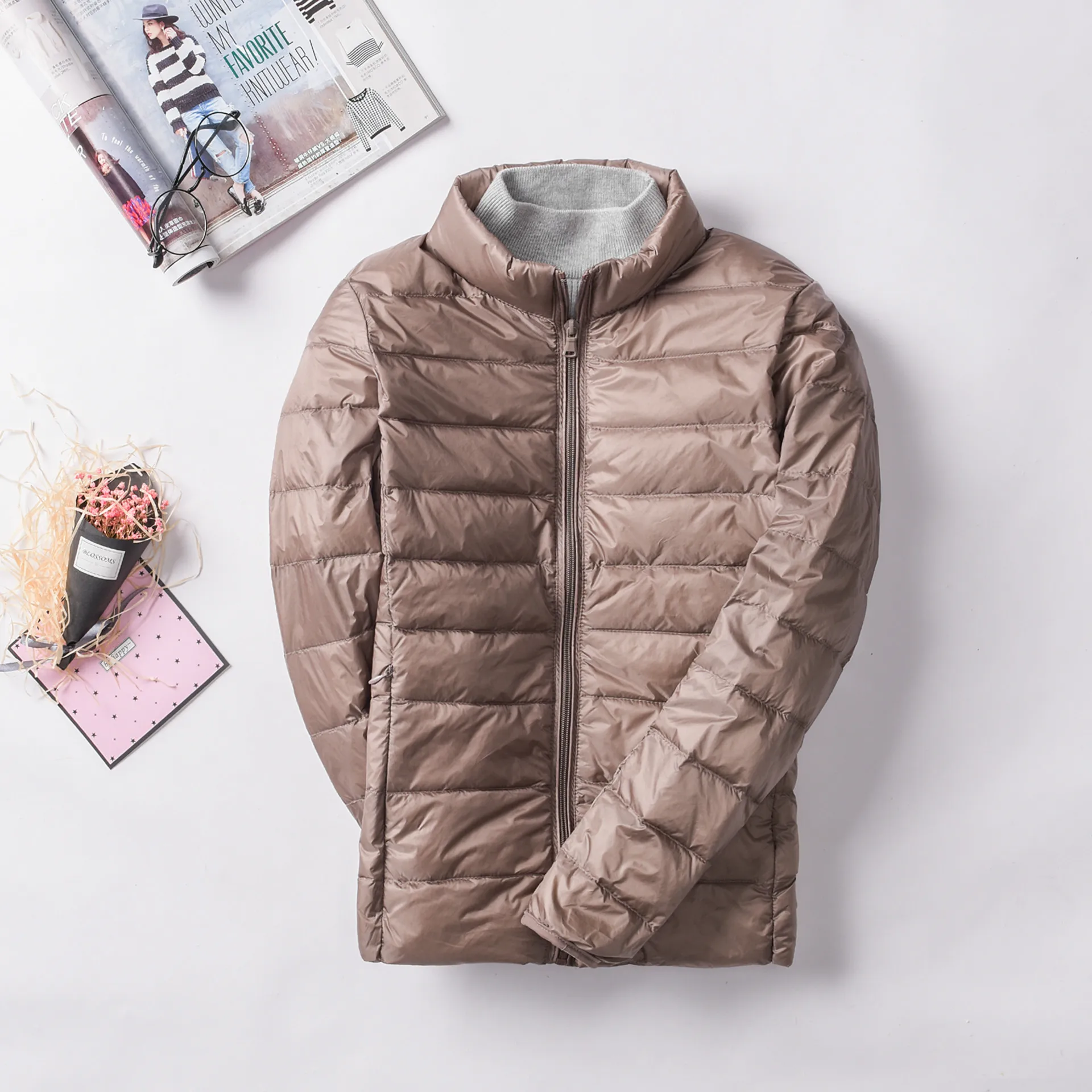 Women's Ultralight Purple Packable Down Jacket - Waterproof, Windproof, and Warm Winter Coat