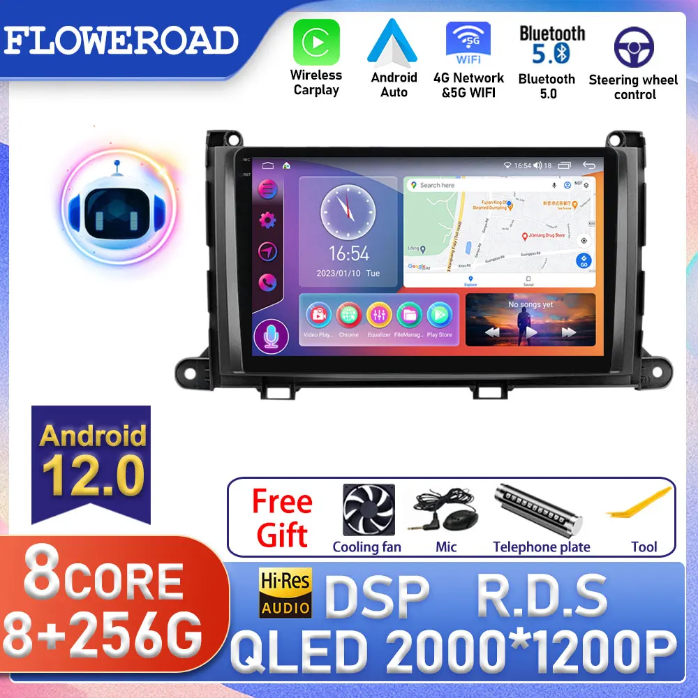 

Автомагнитола 8 ГБ + 256 ГБ для Toyota Sienna XL30 2010-2014, мультимедийный видеоплеер, навигация, стерео, GPS, головное устройство для автомобиля на Android