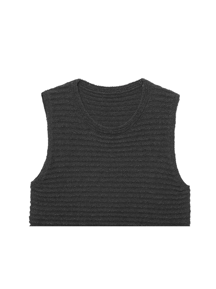 TFMLN New Women Beach Knit Tassels Short Dresses O-neck Sleeveless Solid Color Sleeveless Holiday Dress 2025 Casual Lady Outfit