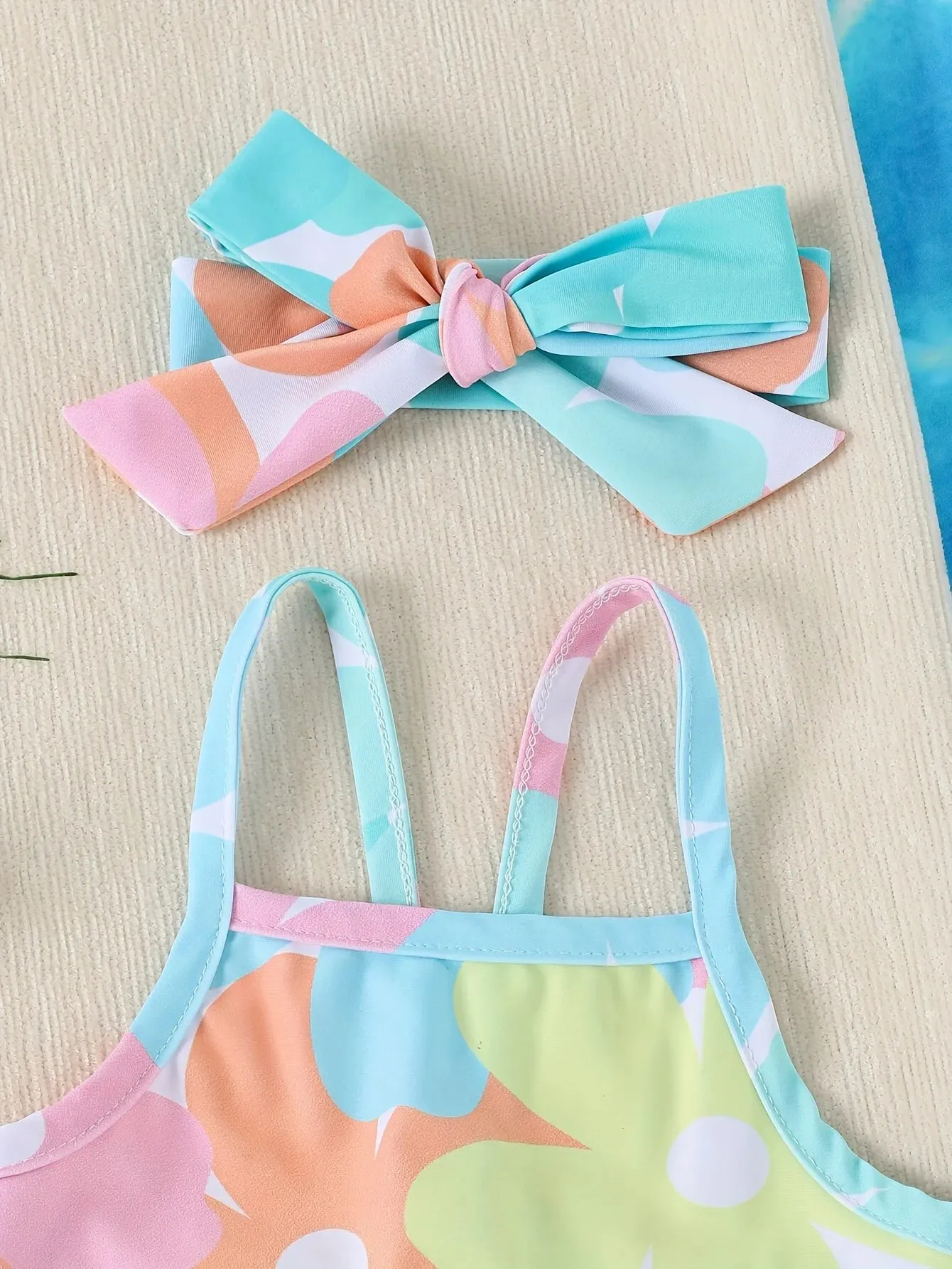 Baby Girls One-Piece Swimsuit 2-piece Comfortable Breathable Children Swimwear