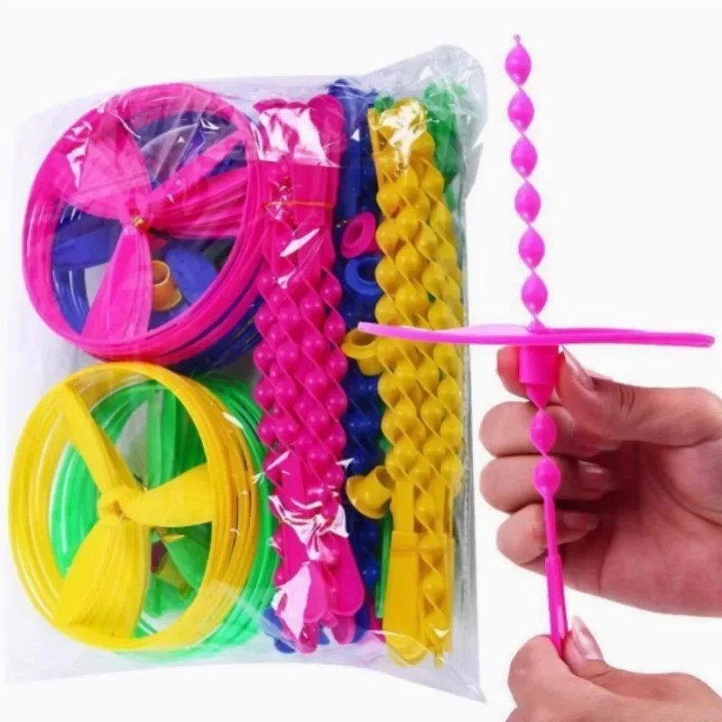 Hand Push Flying Fairy Bamboo UFO Dragonfly Childhood Spin Street Stall Toy Kindergarten Party Supplies Gift