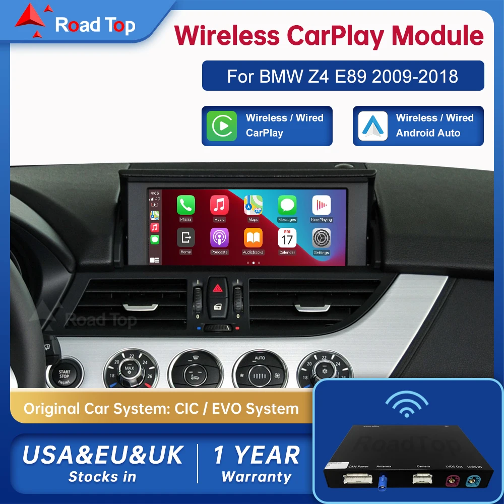 Road Top Wireless Android Auto For BMW Z4 E89 CIC EVO 2009-2018 Carplay Interface Mirror Link Airplay Car Play
