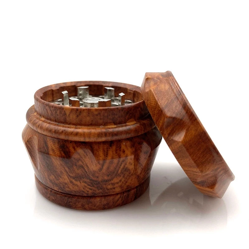 40mm Wood Grain Herb Spice Grinder 4-Layer Metal Grinder Christmas Gift Men's Special Tool