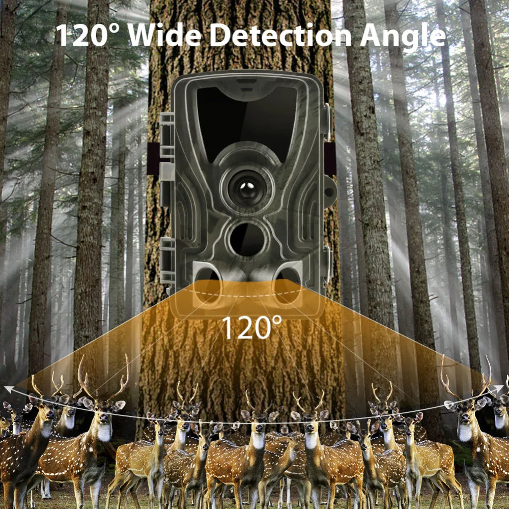 Wildlife Trail Cameras 24MP 1080P IP65 Hunting Camera HC801A PIR Sensor Night Vision Photo Traps Wireless Surveillance