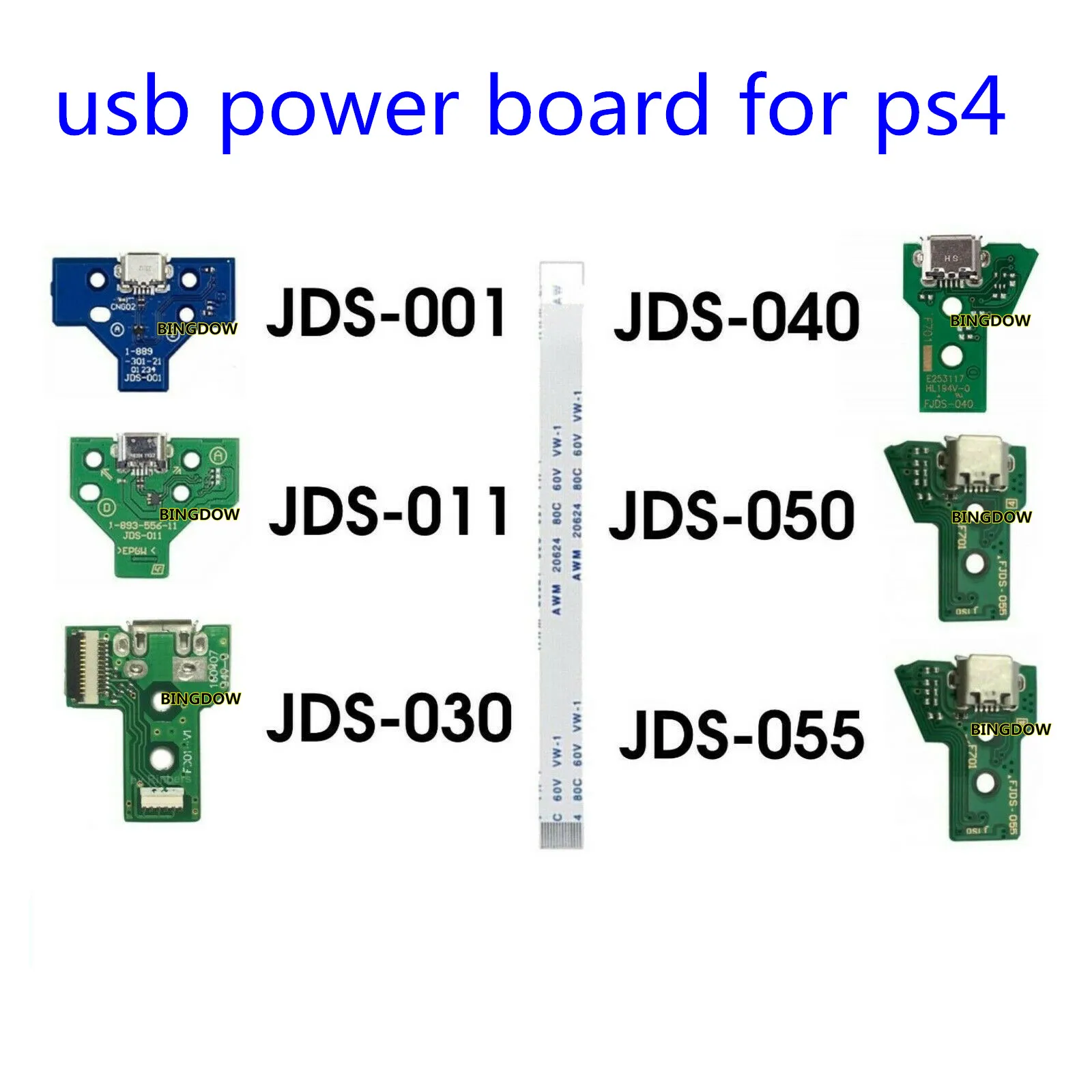 

Replacement For PS4 Controller Micro USB Charging Board Port Socket jack Dock 12Pin JDS 001 011 030 040 055 Connector Cable