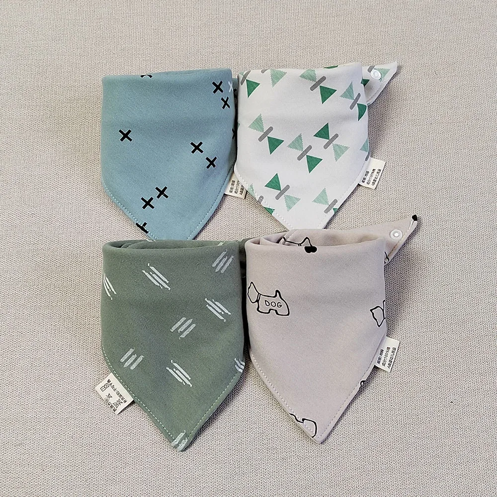 4 Pieces Baby Bibs Cotton Triangle Soft Teething Saliva Towel Burp Cloth Newborn Bandana Bib Baby Eating Accessories Wholesale 2